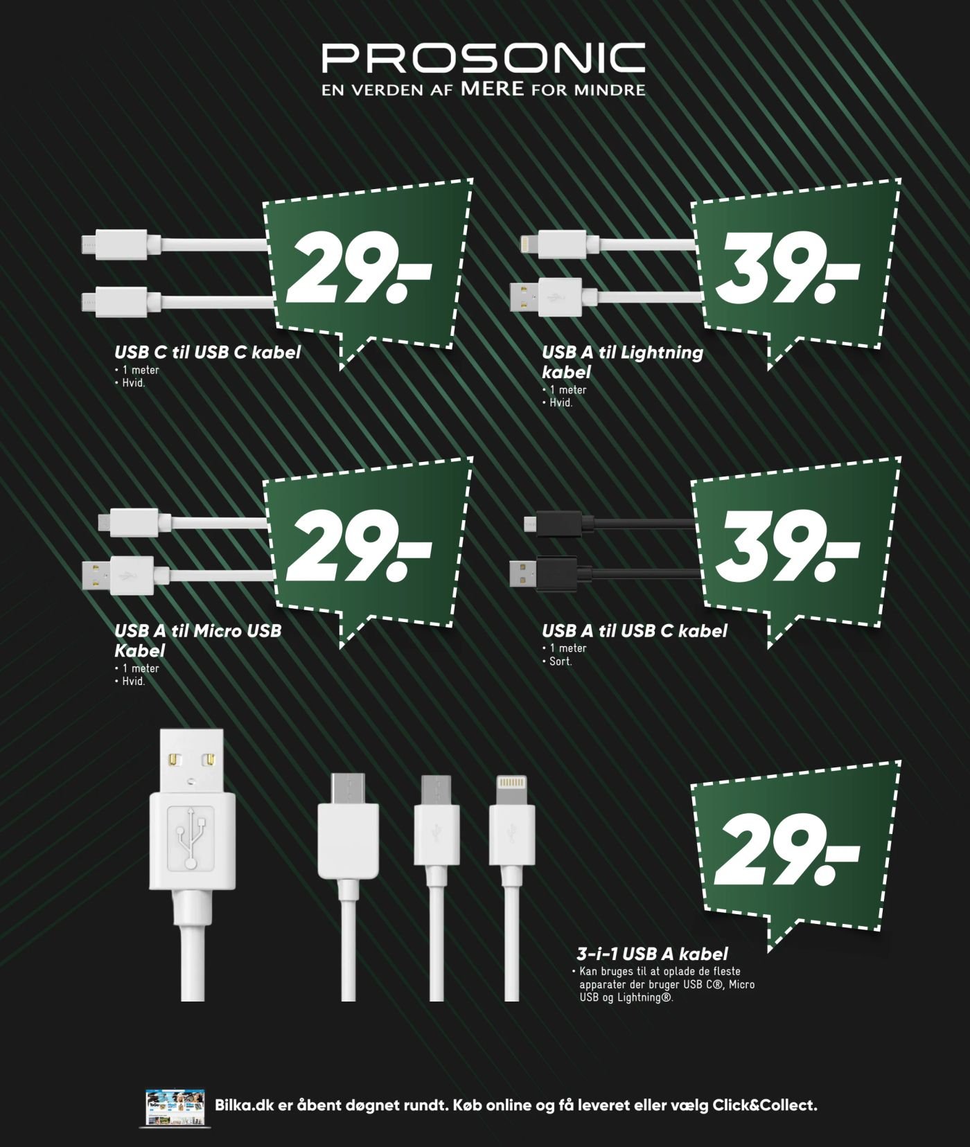 USB C til USB C kabel – Bilka