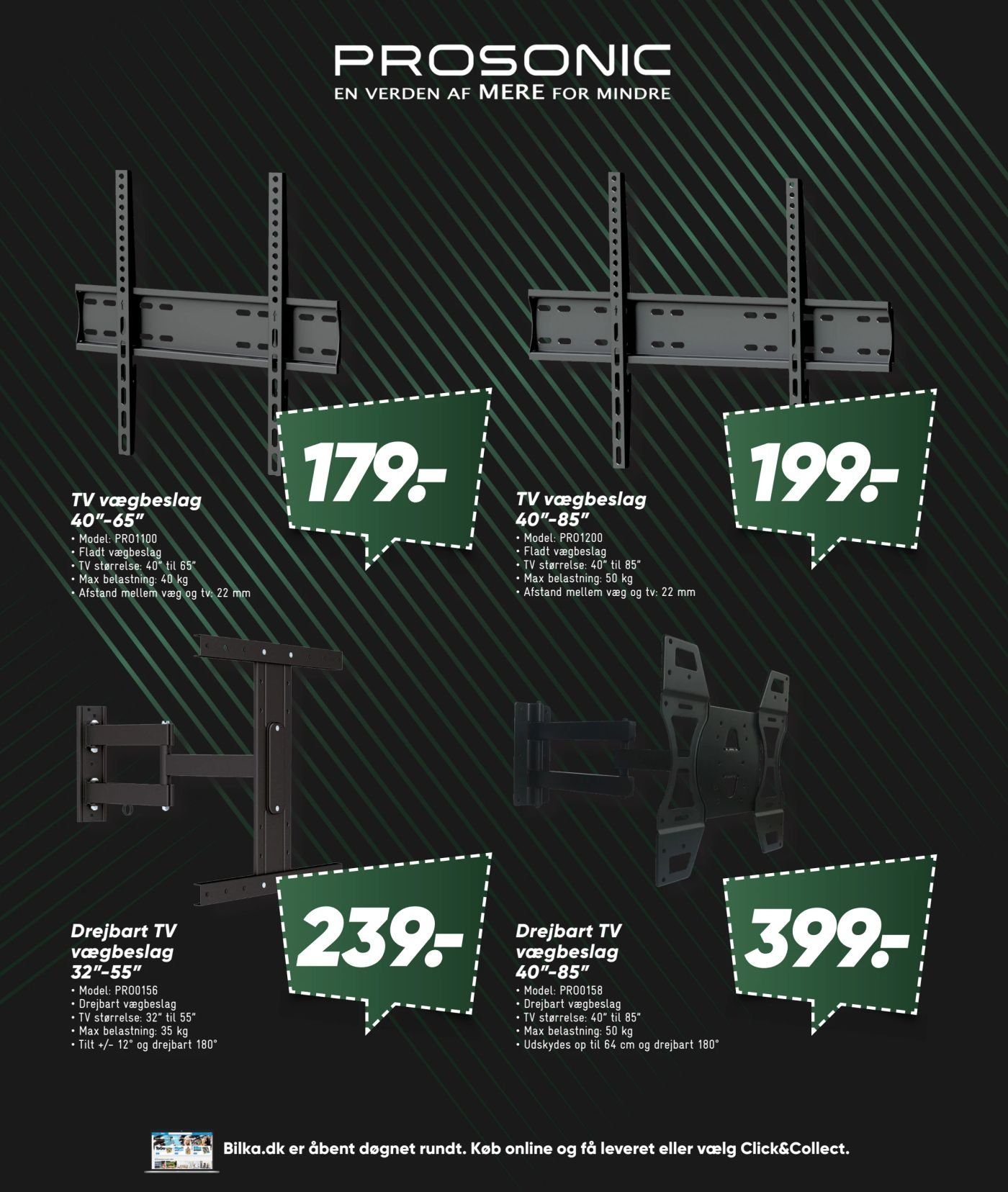 TV vægbeslag 40”-65” – Bilka