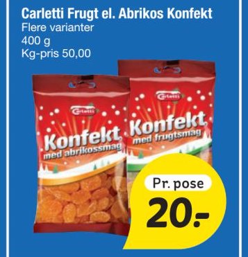 Carletti Frugt el. Abrikos Konfekt – fakta Tyskland