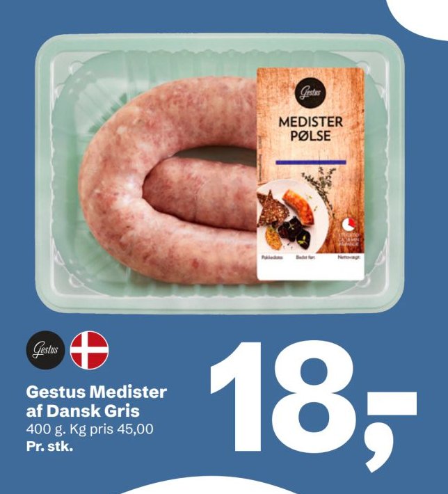 Gestus Medister af Dansk Gris 400 g. Kg pris 45,00 Pr. stk. – LET-KØB