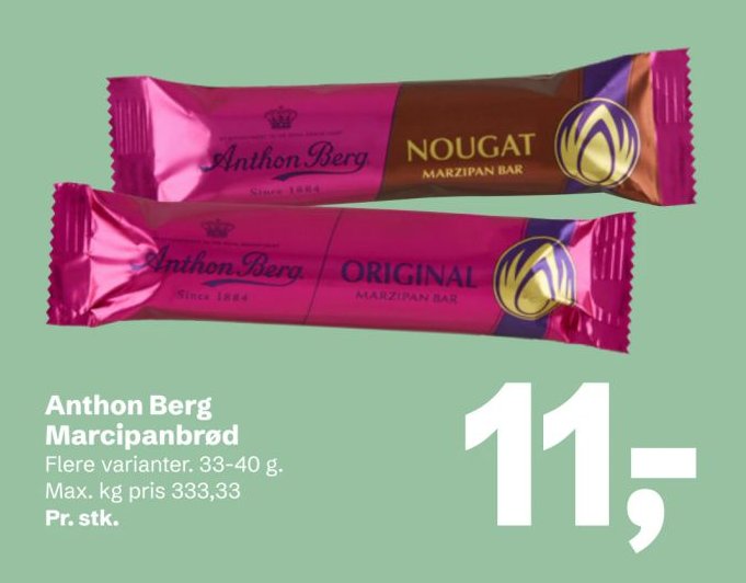 Anthon Berg Marcipanbrød Flere varianter. 33-40 g. – LET-KØB