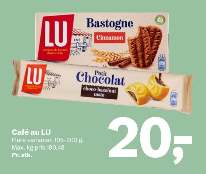 Café au LU Flere varianter. 105-300 g. – LET-KØB