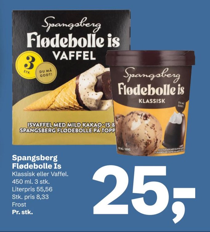 Spangsberg Flødebolle Is Klassisk eller Vaffel 450 ml 3 stk. – LET-KØB