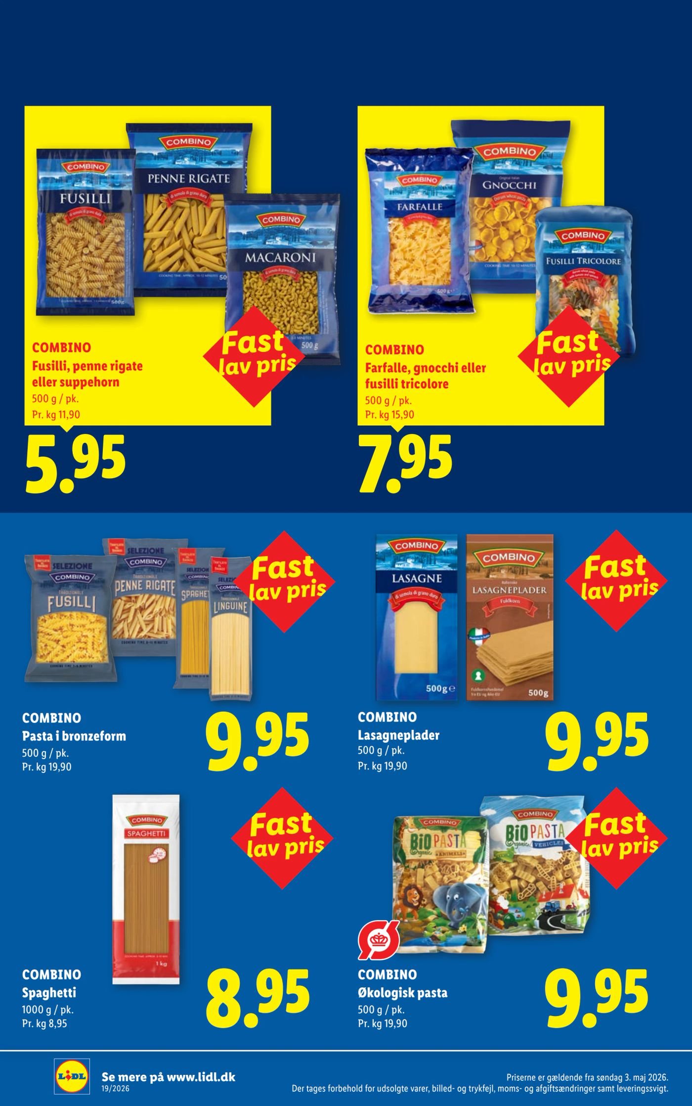 COMBINO Farfalle, gnocchi eller fusilli tricolore – Lidl